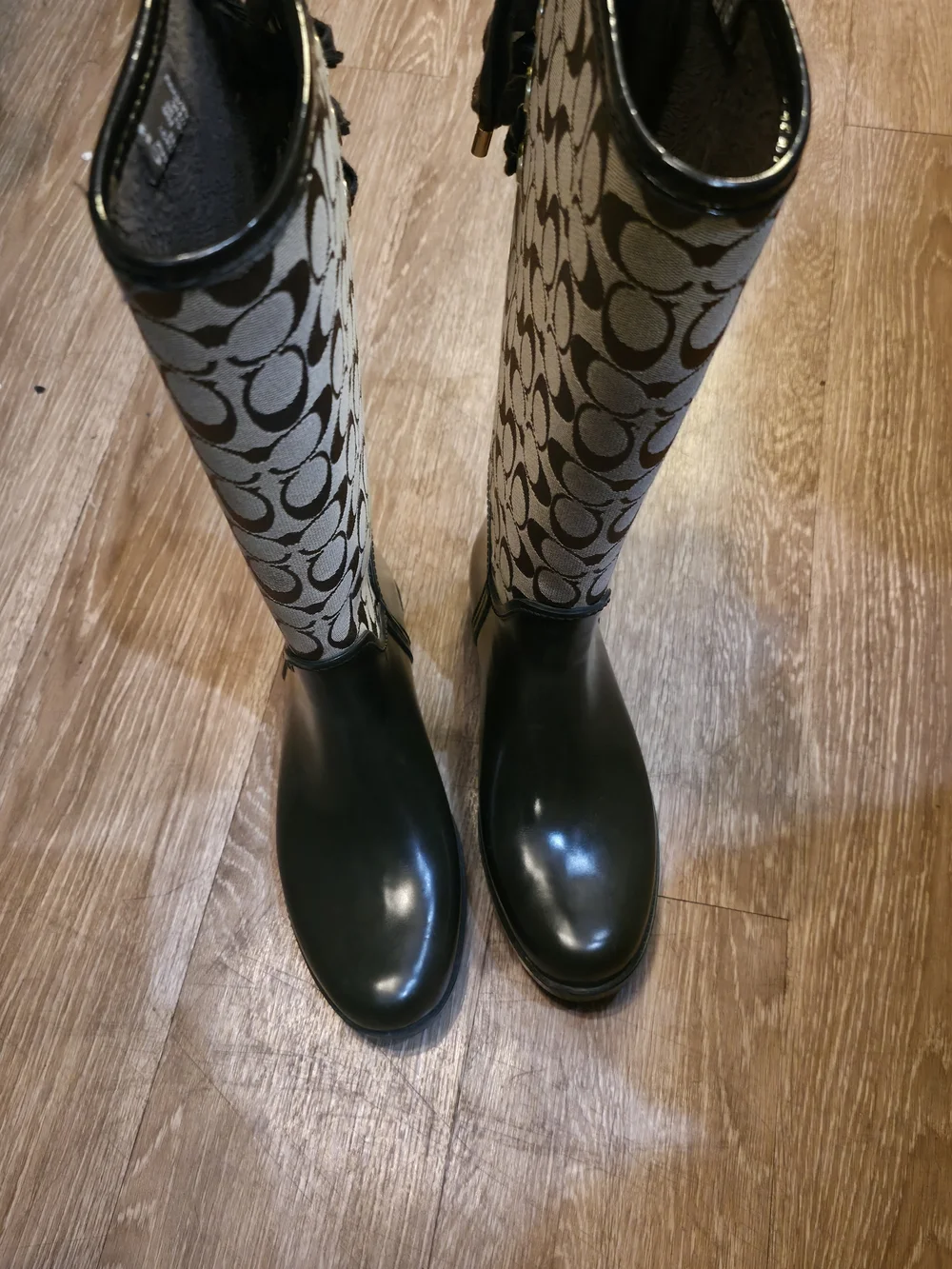 Coach Signature Canvas and Rubber Rain Boots in Forest Green - Picture 4 of 8